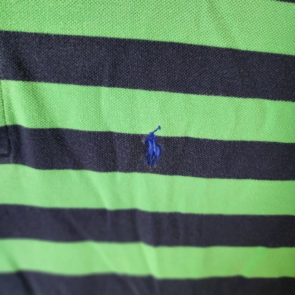 Polo by Ralph Lauren‎ Green & Blue Striped Pony Logo Polo Shirt Size XXL Cotton
